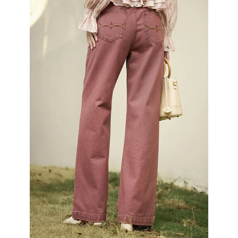 high waist wide-leg cotton jeans, view 6 - MRSLM