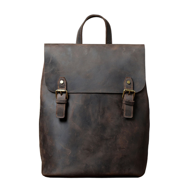retro cowhide backpack, view 3 - MRSLM
