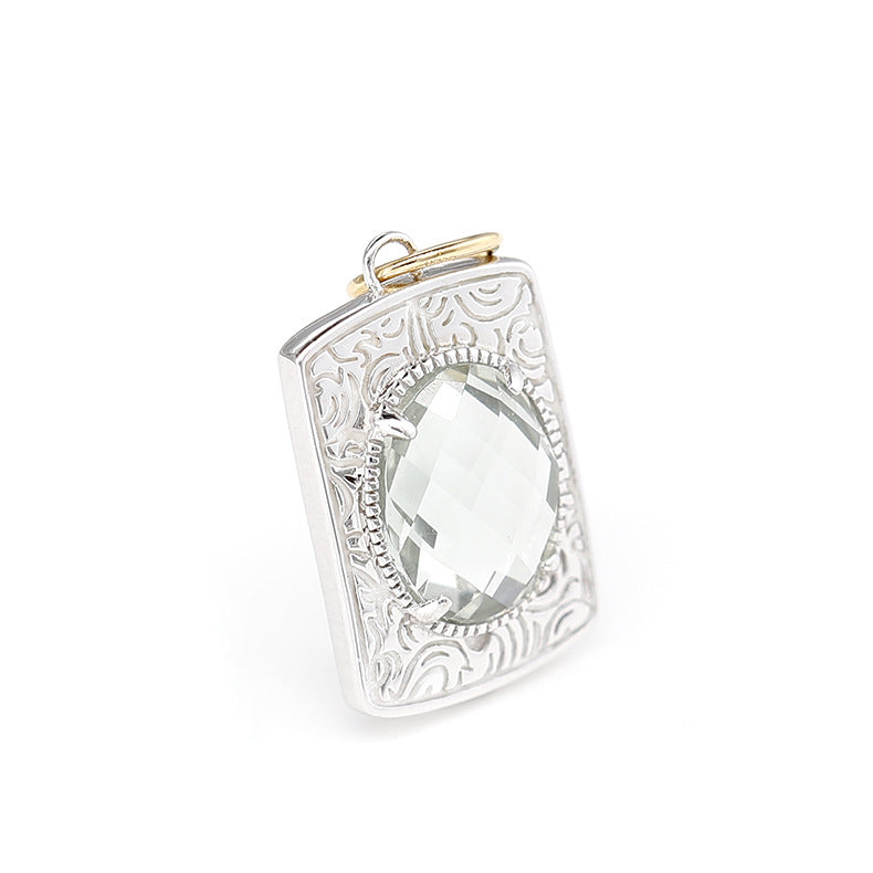 green amethyst silver pendant, view 6 - MRSLM
