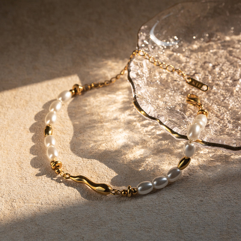 gold plated water drop bracelet, view 3 - MRSLM