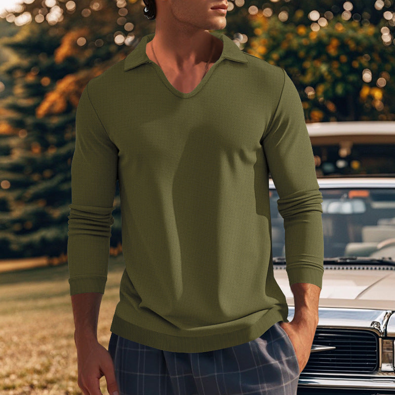 men's loose lapel long sleeve t-shirt, view 11 - MRSLM