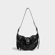 pink punk pu leather sling crossbody daypack, view 4 - MRSLM