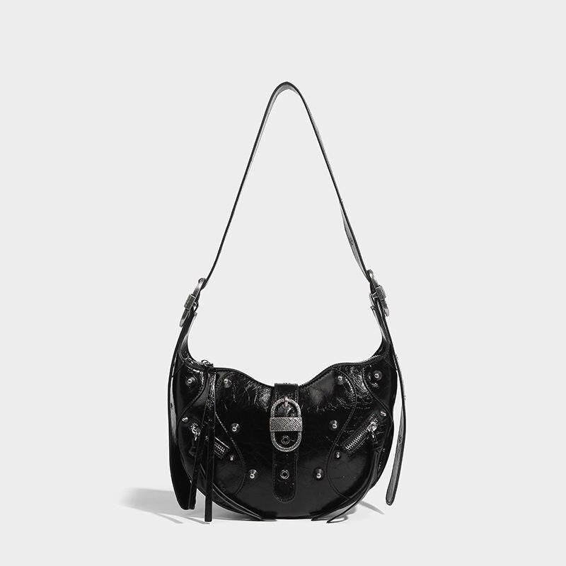 pink punk pu leather sling crossbody daypack, view 4 - MRSLM