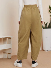 high-waist cotton casual trousers, view 5 - MRSLM