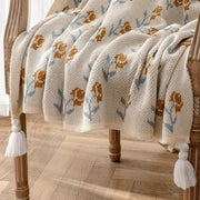 floral knitted throw blanket, view 5 - MRSLM