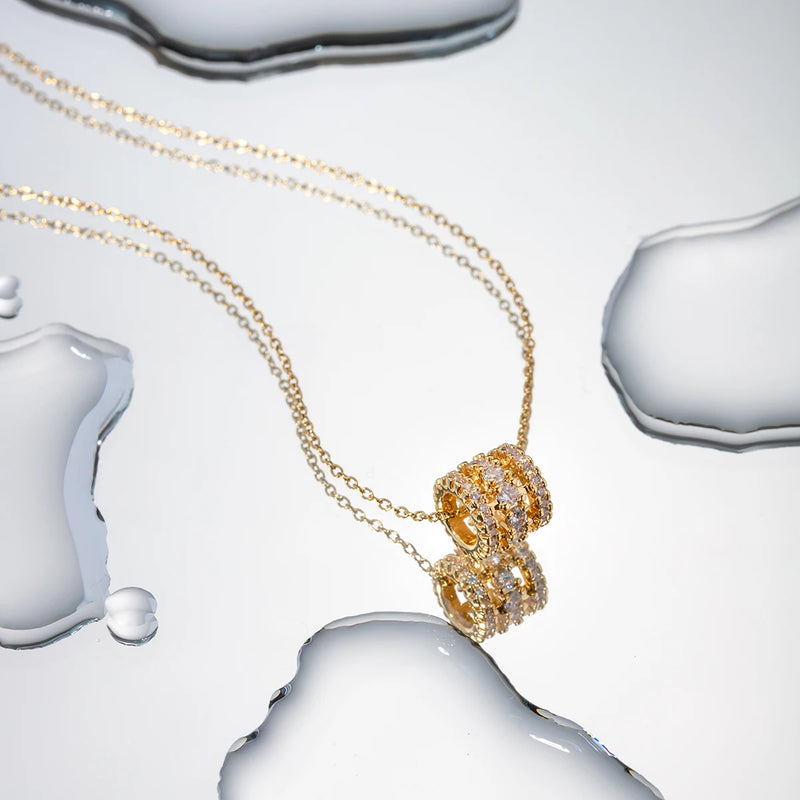 18k gold plated zircon pendant necklace, view 6 - MRSLM
