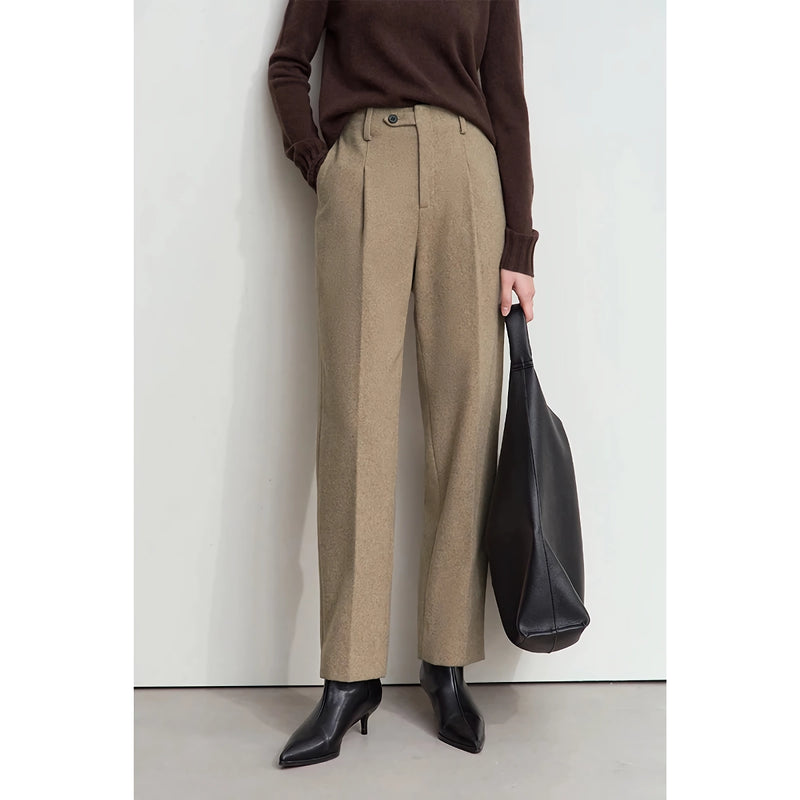 women's tapered wool blend pants, view 4 - MRSLM