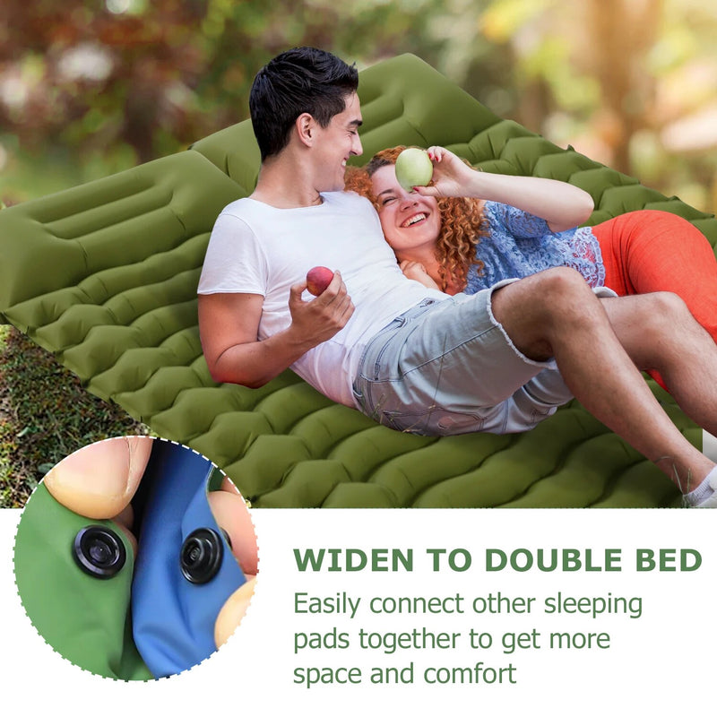 inflatable camping mattress with pillow and pump, view 6 - MRSLM