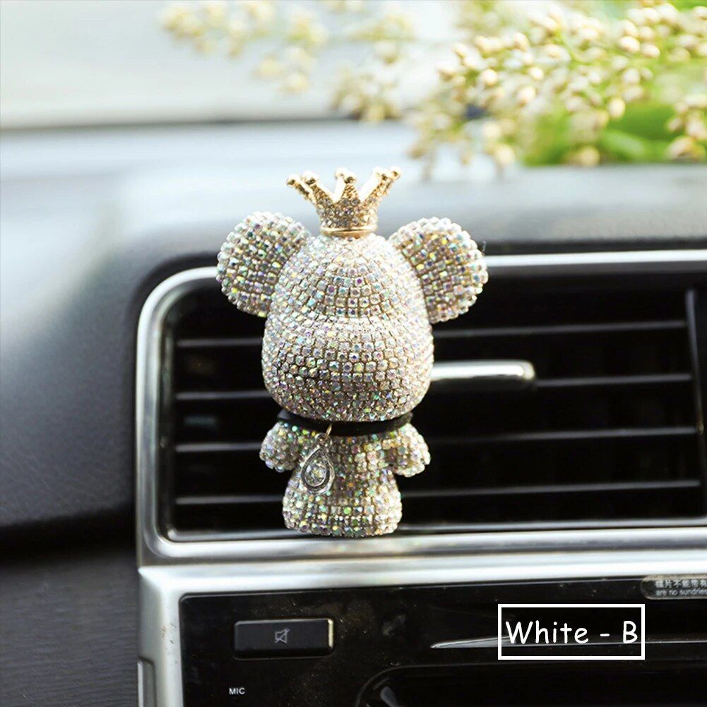 Cute Bear Car Air Vent Perfume Clip with Dazzling Rhinestone