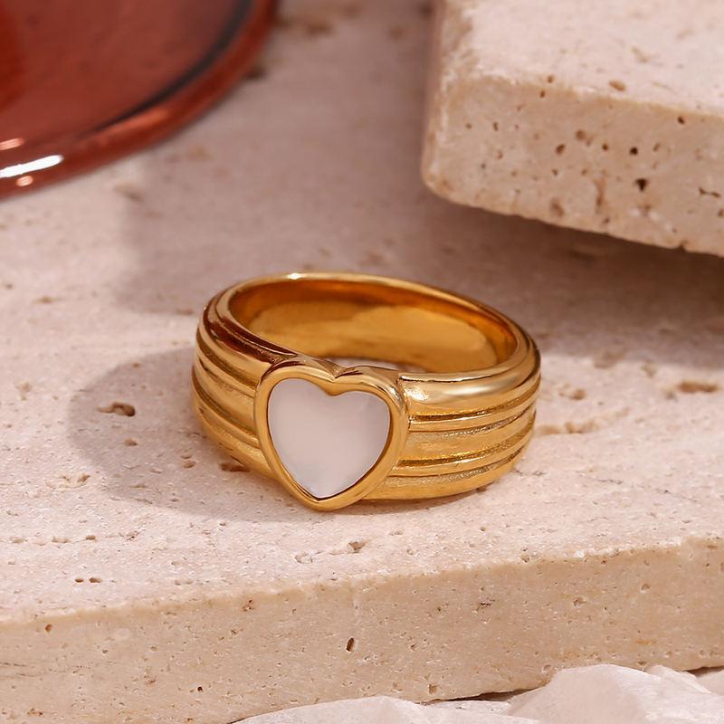 18k gold plated striped heart ring - MRSLM