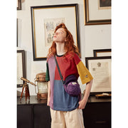 Color block cotton tee with embroidered cuffs, view 9 - MRSLM