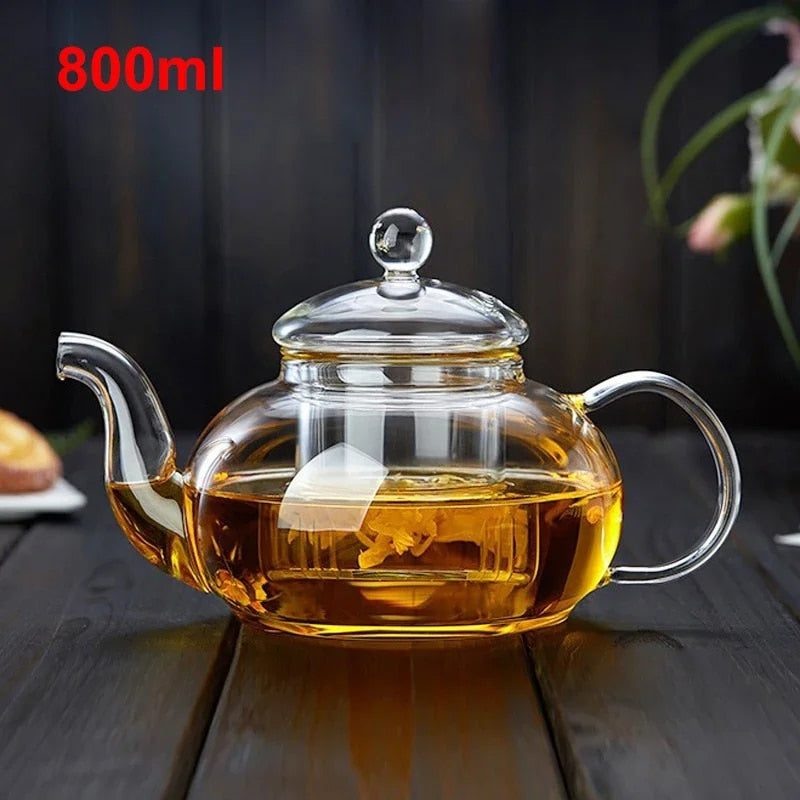 glass flower tea pot, view 3 - MRSLM