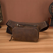 Top layer cowhide men's sports waist bag, view 2 - MRSLM