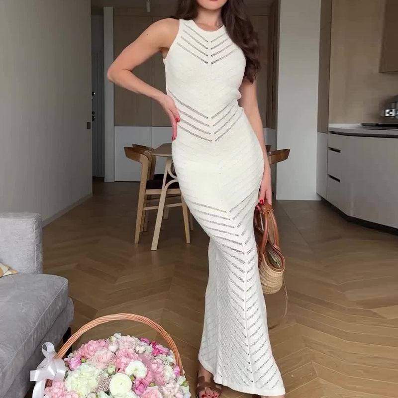 white sleeveless long dress - MRSLM