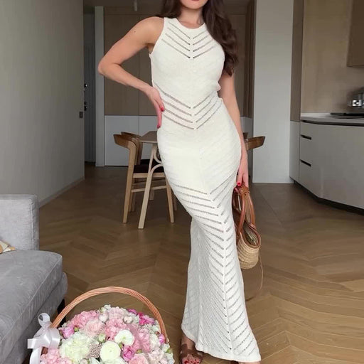 white sleeveless long dress - MRSLM