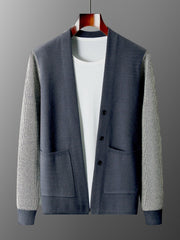 contrast sleeve cardigan sweater, view 2 - MRSLM