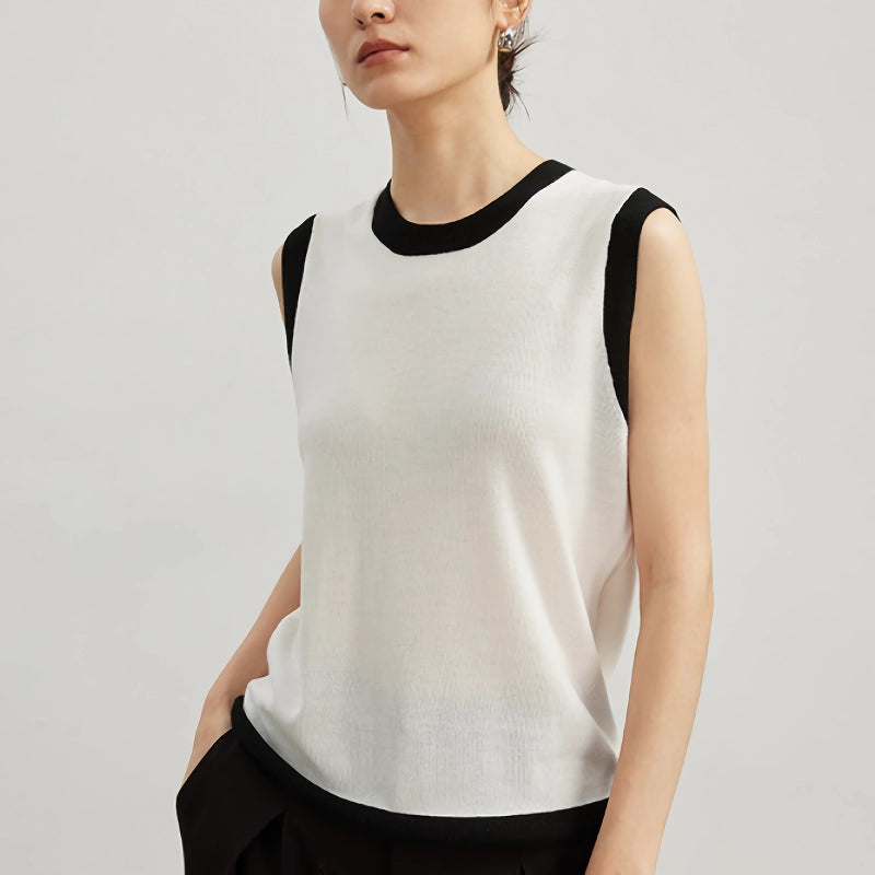 merino wool o-neck pullover vest, view 7 - MRSLM