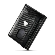 slim carbon leather RFID wallet, view 2 - MRSLM