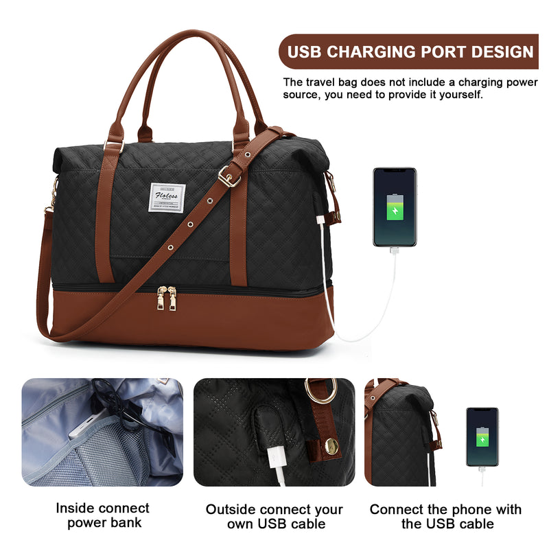 women's large weekender bag with shoe compartment, view 8 - MRSLM
