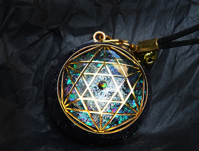 Geometric Totem Om Yoga Crystal Necklace