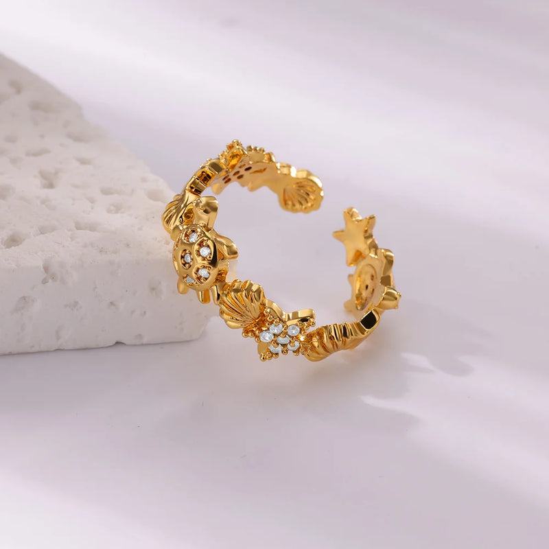 cubic zirconia turtle ring, view 9 - MRSLM