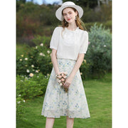 white lace puff sleeve blouse, view 6 - MRSLM