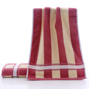 striped cotton face and bath towel, view 2 - MRSLM