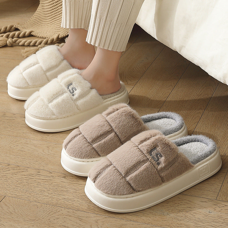 plaid plush cotton slippers - MRSLM
