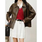 retro faux leather jacket for women, view 6 - MRSLM