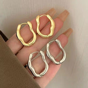 stainless steel geometric hoop earrings, view 6 - MRSLM