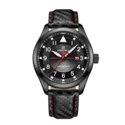 men's leather band quartz watch, view 4 - MRSLM