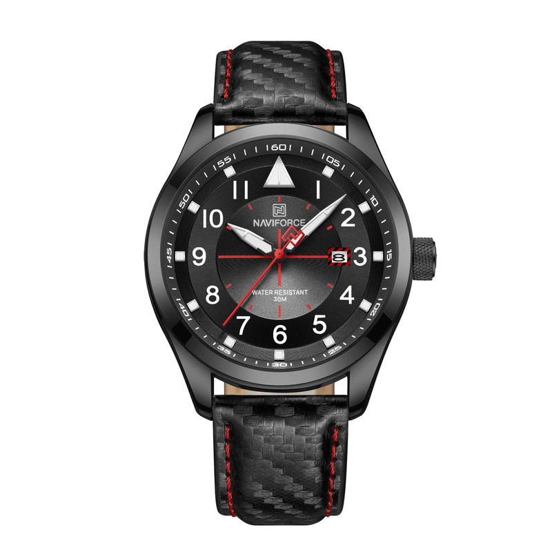 men's leather band quartz watch, view 4 - MRSLM