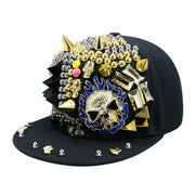 Flame skull flat brim rivet cap, view 6 - MRSLM