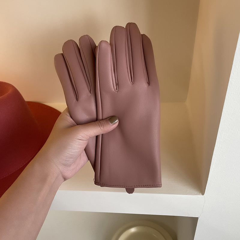 Five finger PU leather gloves, view 3 - MRSLM
