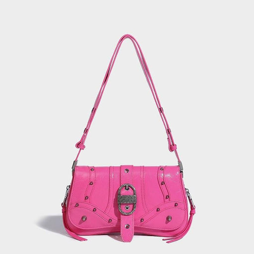pink PU leather envelope shoulder bag, view 2 - MRSLM