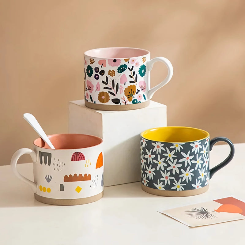 nordic painted flowers ceramic mug, view 8 - MRSLM