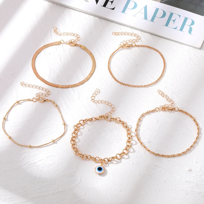 blue evil eye anklet bracelet, view 6 - MRSLM