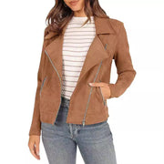 deerskin velvet motorcycle jacket with zipper pockets, view 5 - MRSLM