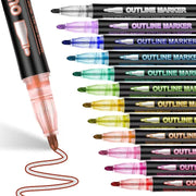 24 color double line contour pen set, view 3 - MRSLM
