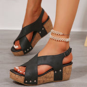 Rivet wedge sandals, view 8 - MRSLM