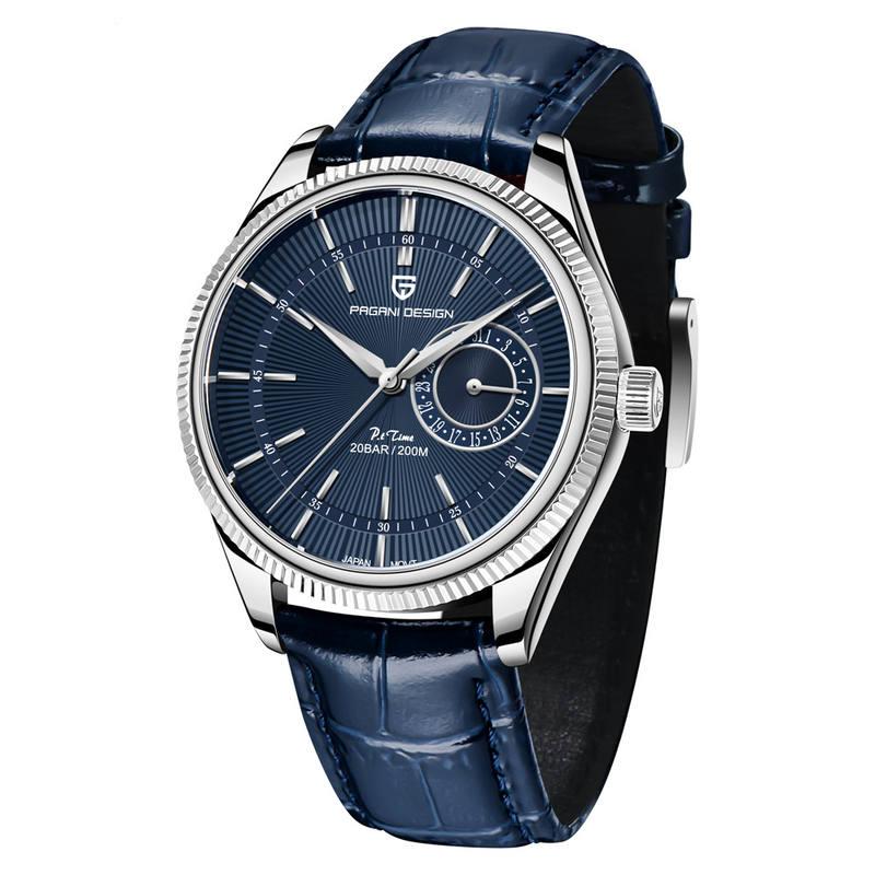 men's quartz watch with leather band, view 3 - MRSLM