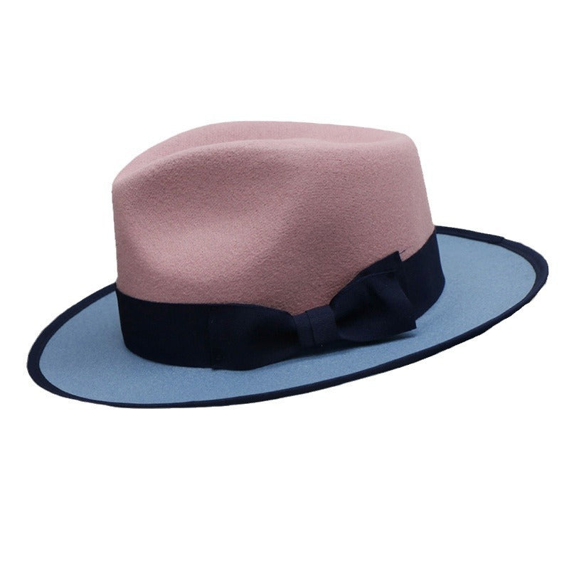 dual-color felt fedora hat, view 2 - MRSLM