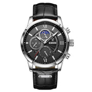 men's leather quartz watch, view 5 - MRSLM
