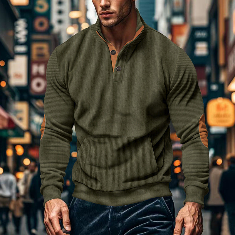 Men's corduroy stand collar sweater - MRSLM
