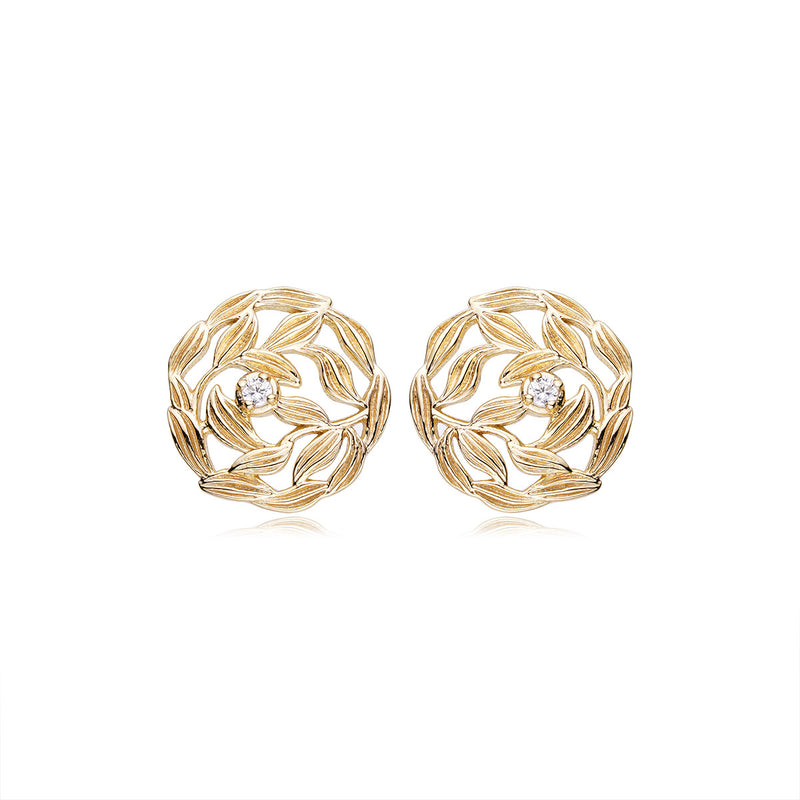 14K Gold Plated Ladies Earrings Light Luxury Fallen Leaves