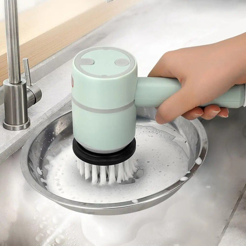 electric spin scrubber with 4 brush heads, view 6 - MRSLM
