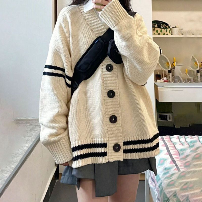 women's mid-length thick cardigan sweater - MRSLM