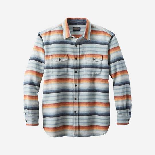 Men's fleece-lined striped shirt jacket, view 2 - MRSLM