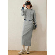 women's hooded two-piece dress set, view 4 - MRSLM