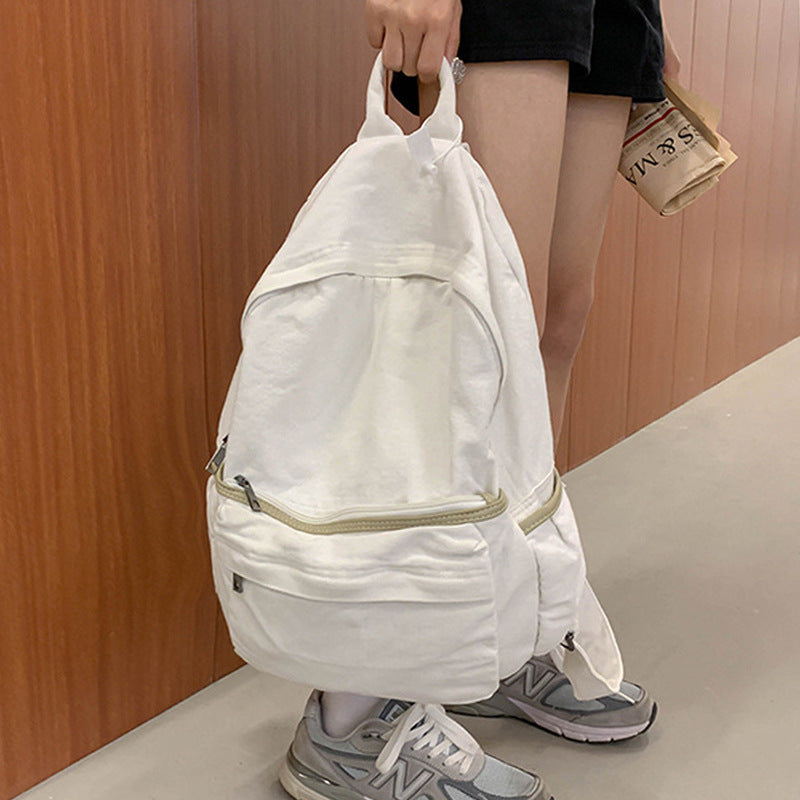 retro washed canvas backpack, view 9 - MRSLM